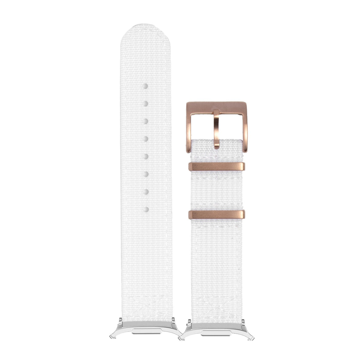 Alpha Militex - White - Small/Medium for the Galaxy Watch 8, 9 and Ultra with Silver adapter fitted
