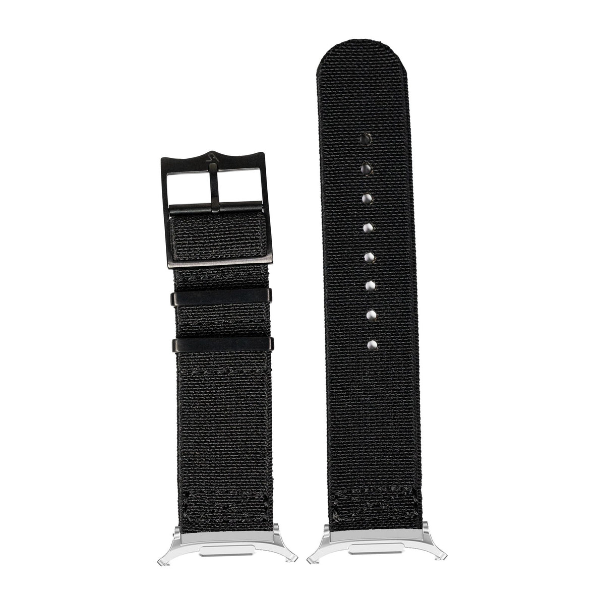 ElastoFlex - Stealth Black [Black Hardware] for the Galaxy Watch 8, 9 and Ultra with Silver adapter fitted
