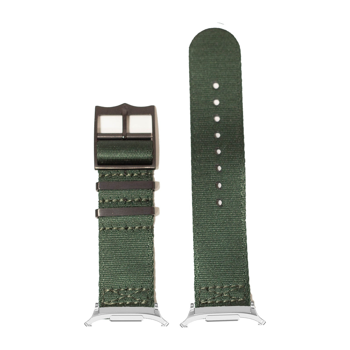 Ultra Militex - Forest Green [Black Hardware] for the Galaxy Watch 8, 9 and Ultra with Silver adapter fitted