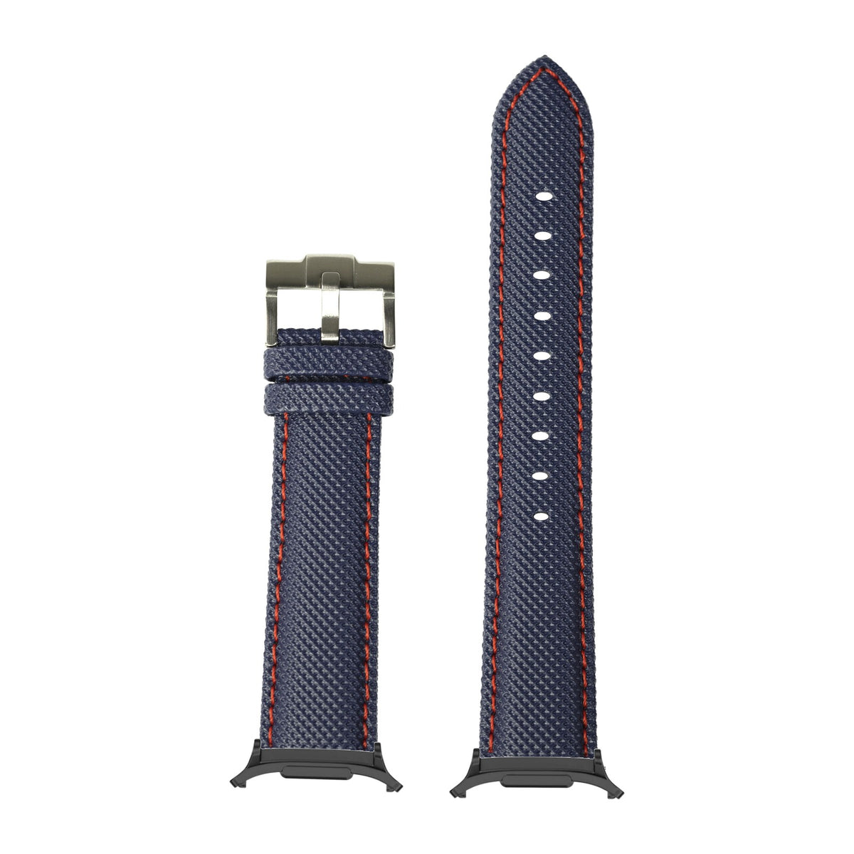 Sailcloth - Navy Blue | Red Stitching for the Galaxy Watch 8, 9 and Ultra with adapter fitted