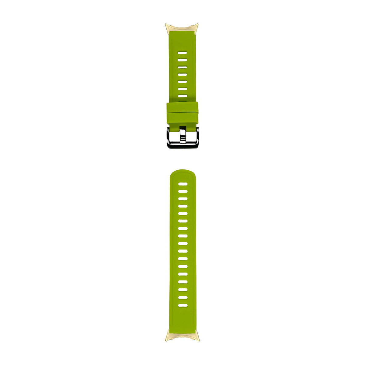 Flexi Silicone 3 Lime Green Gold with Black Hardware with Google Pixel Spring Bar Adapters - Wear Any 20mm Strap! for Pixel Watch 3-5 45mm