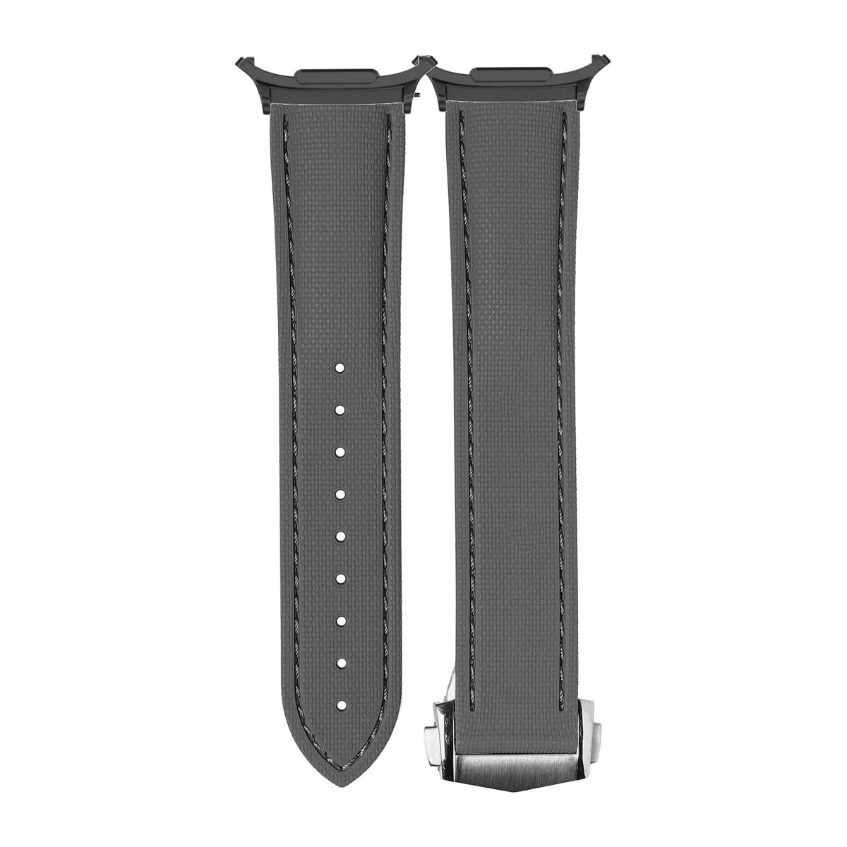 Textured FKM Rubber Grey Black with Strap Adapter for Galaxy Watch 8-9/Ultra