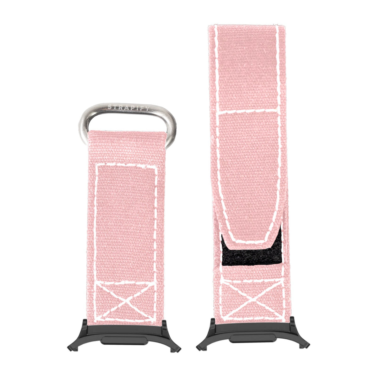 Military Velcro - Pink | White Stitching for the Galaxy Watch 8, 9 and Ultra with adapter fitted