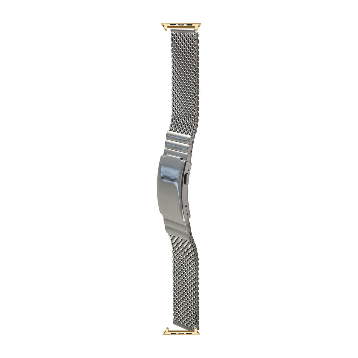 Milanese Link Gold with Button Clasp 2792 - Silver with Connecters - Spring Bar Type for Apple Watch