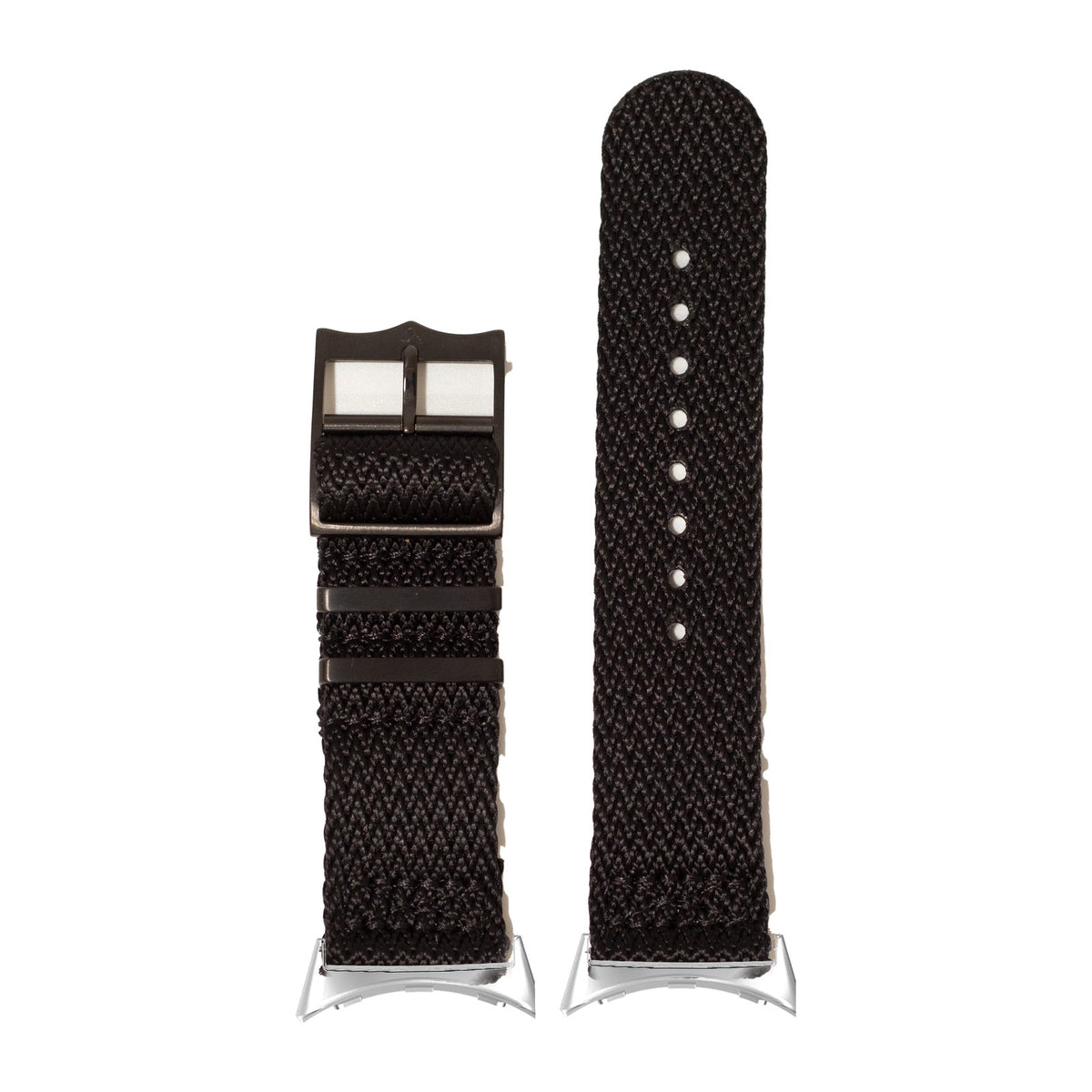 Sharktooth Militex - Stealth Black [Black Hardware] Silver with Google Pixel Spring Bar Adapters - Wear Any 20mm Strap! for Pixel Watch 3-5 45mm