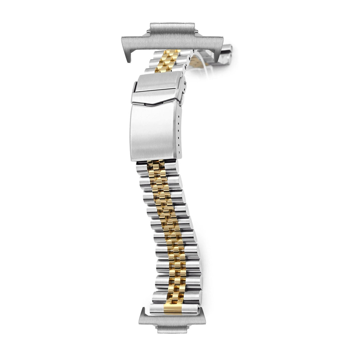 Super-Jub Louis Steel Bracelet Silver/Gold Silver with V-Clasp with Strap Adapter for Tissot PRX 40