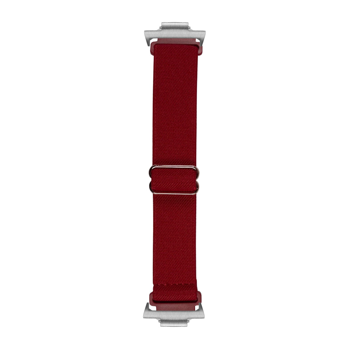 Weaved Elastic Loop Red Silver with Strap Adapter for Tissot PRX 40