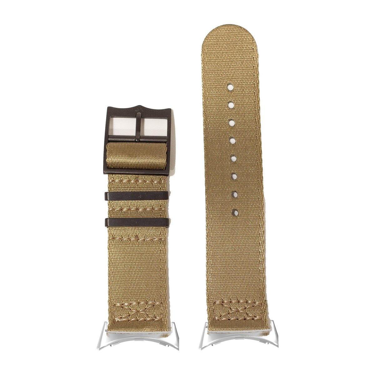 Ultra Militex - Stealth Desert Sand [Black Hardware] Silver with Google Pixel Spring Bar Adapters - Wear Any 20mm Strap! for Pixel Watch 3-5 45mm