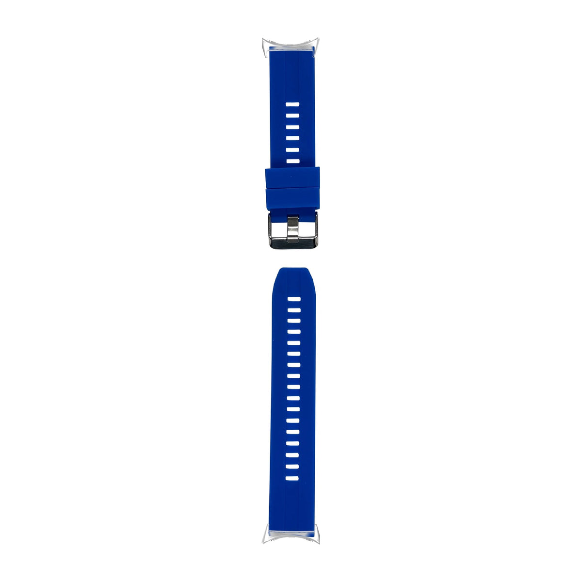 Flexi Silicone 2 Royal Blue Silver with Google Pixel Spring Bar Adapters - Wear Any 20mm Strap! for Pixel Watch 1-5 41mm