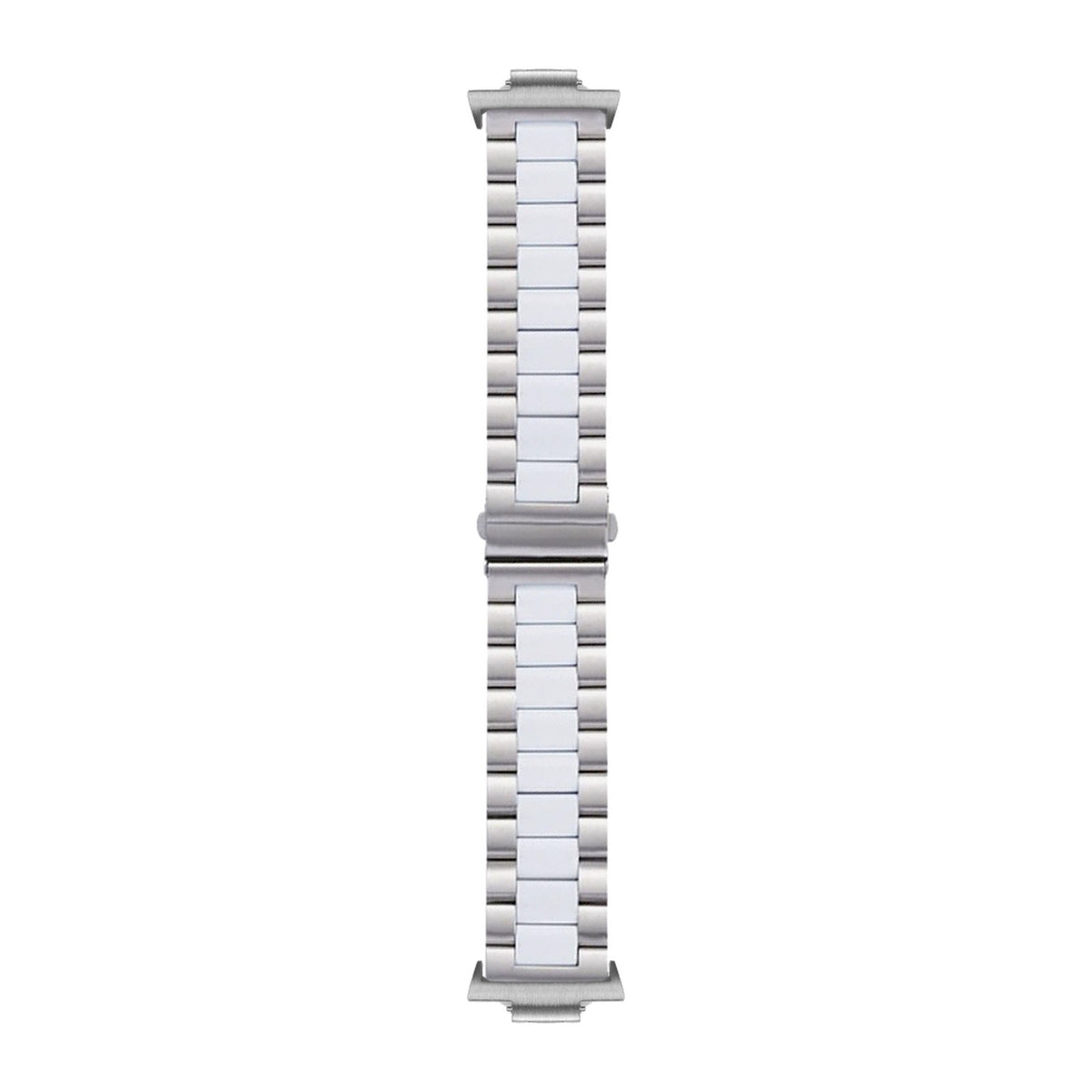 Steel Bracelet Silver with Deployant Clasp - Silver/White with Strap Adapter for Tissot PRX 40