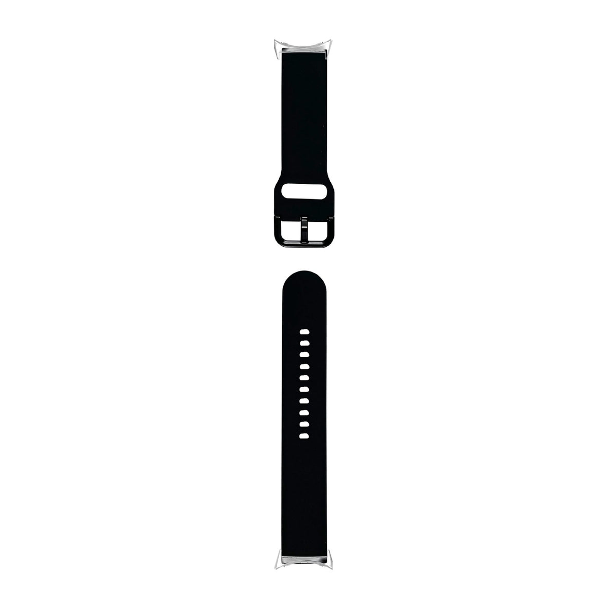 Flexi Silicone 6 Black Silver with Google Pixel Spring Bar Adapters - Wear Any 20mm Strap! for Pixel Watch 1-5 41mm