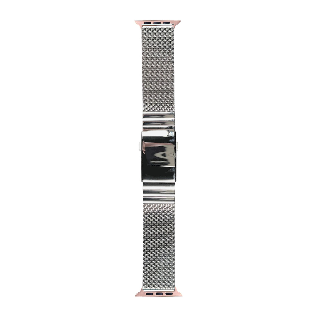 Milanese Link Rose Gold with Button Clasp 2792 - Silver with Connecters - Spring Bar Type for Apple Watch