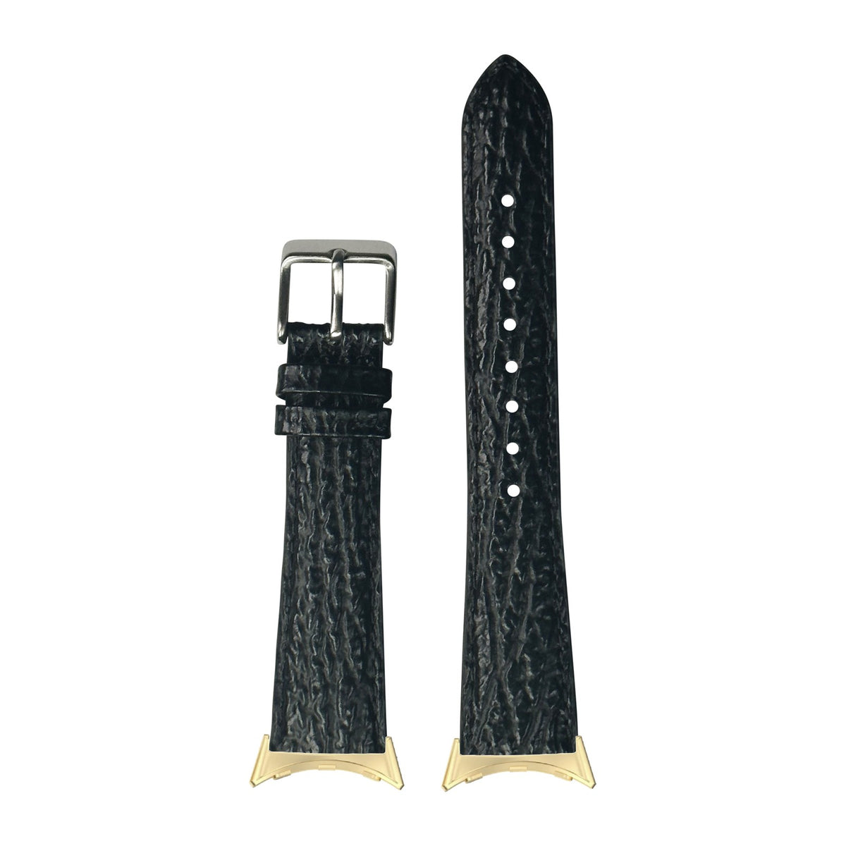 Faux Sharkskin - Black Gold with Google Pixel Spring Bar Adapters - Wear Any 20mm Strap! for Pixel Watch 1-5 41mm