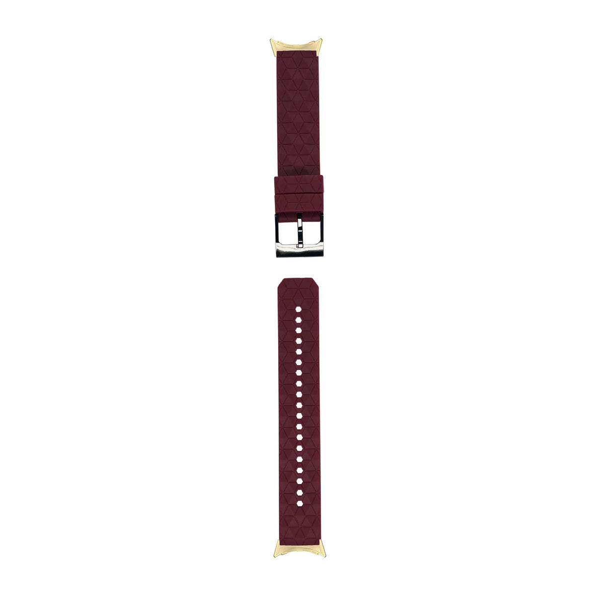 Prism Silicone [Black Hardware] Maroon Gold with Google Pixel Spring Bar Adapters - Wear Any 20mm Strap! for Pixel Watch 1-5 41mm