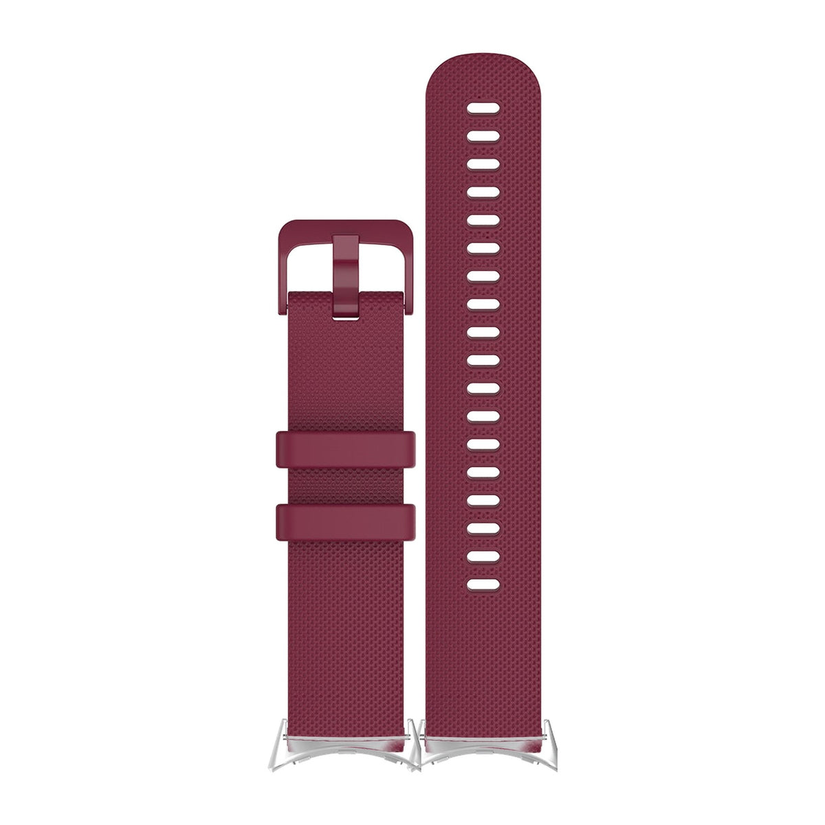 Classic Silicone Burgundy Red Matching Silver with Google Pixel Spring Bar Adapters - Wear Any 20mm Strap! for Pixel Watch 1-5 41mm