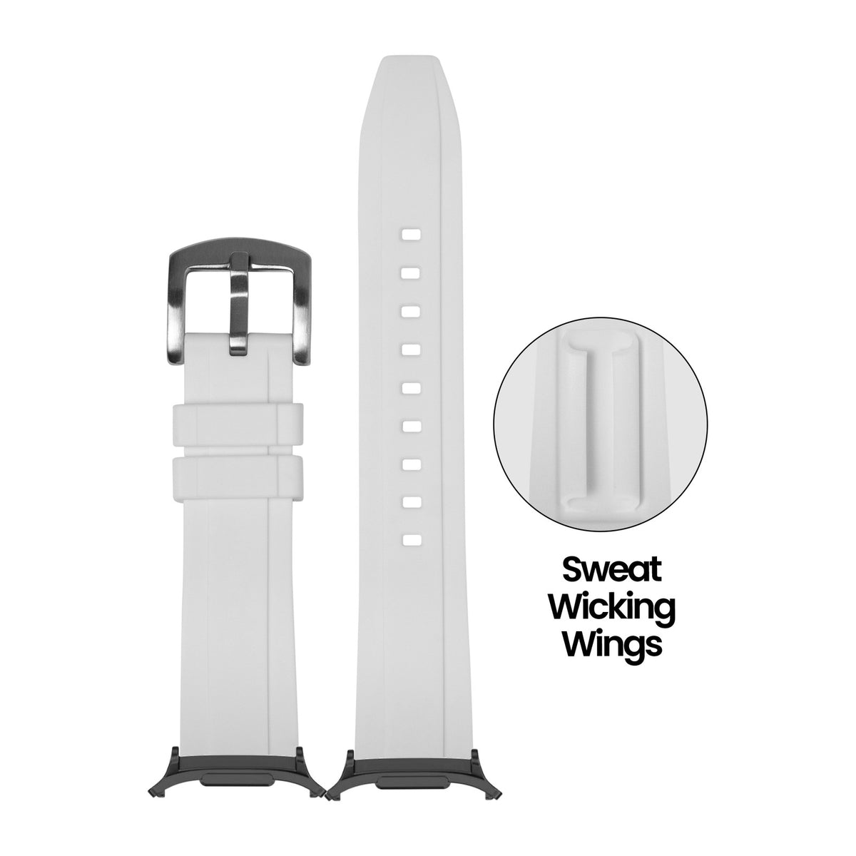 Kingston FKM Rubber - Ice White for the Galaxy Watch 8, 9 and Ultra with adapter fitted