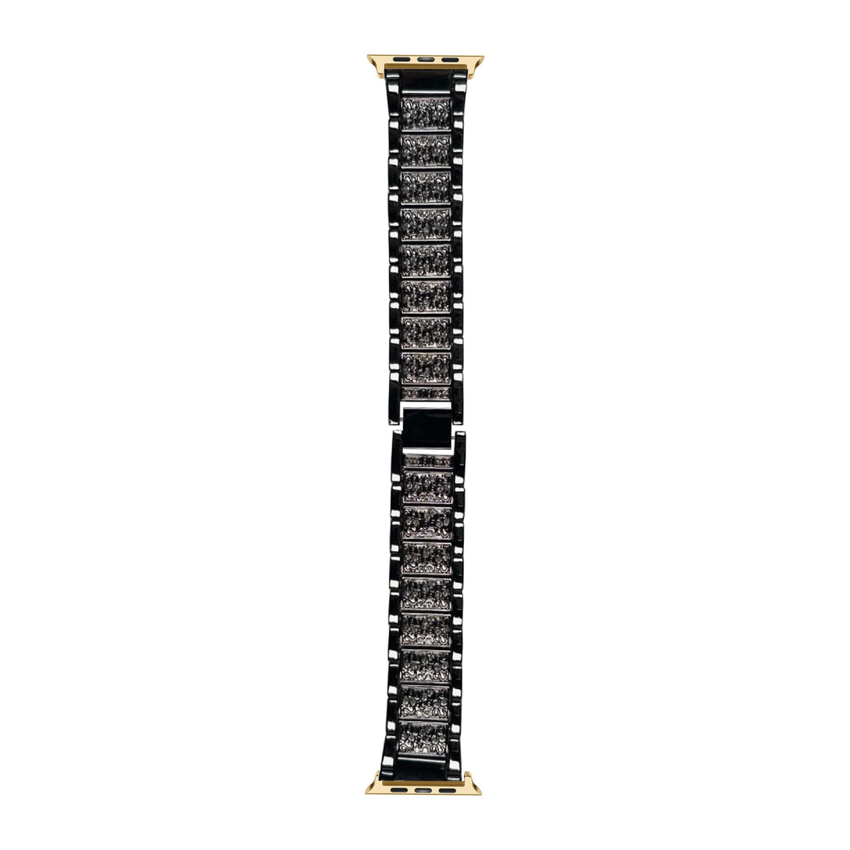 Zirconia Shimmer Bracelet Black Gold with Connecters - Spring Bar Type for Apple Watch