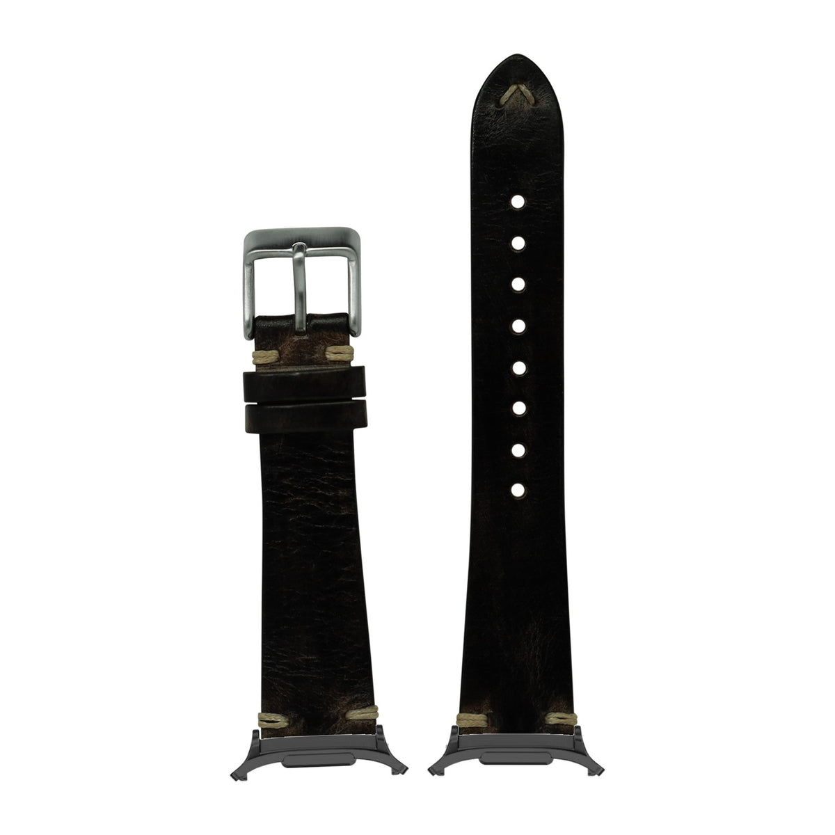 Vintage Knotted Leather - Smoked Black for the Galaxy Watch 8, 9 and Ultra with adapter fitted