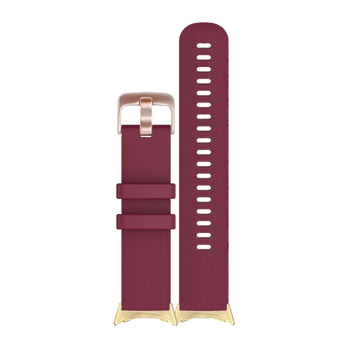 Classic Silicone Burgundy Red Rose Gold Gold with Google Pixel Spring Bar Adapters - Wear Any 20mm Strap! for Pixel Watch 1-5 41mm