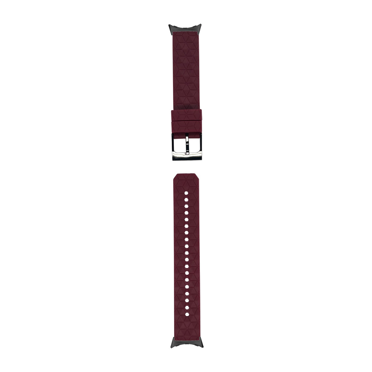 Prism Silicone [Black Hardware] Maroon Black with Google Pixel Spring Bar Adapters - Wear Any 20mm Strap! for Pixel Watch 3-5 45mm