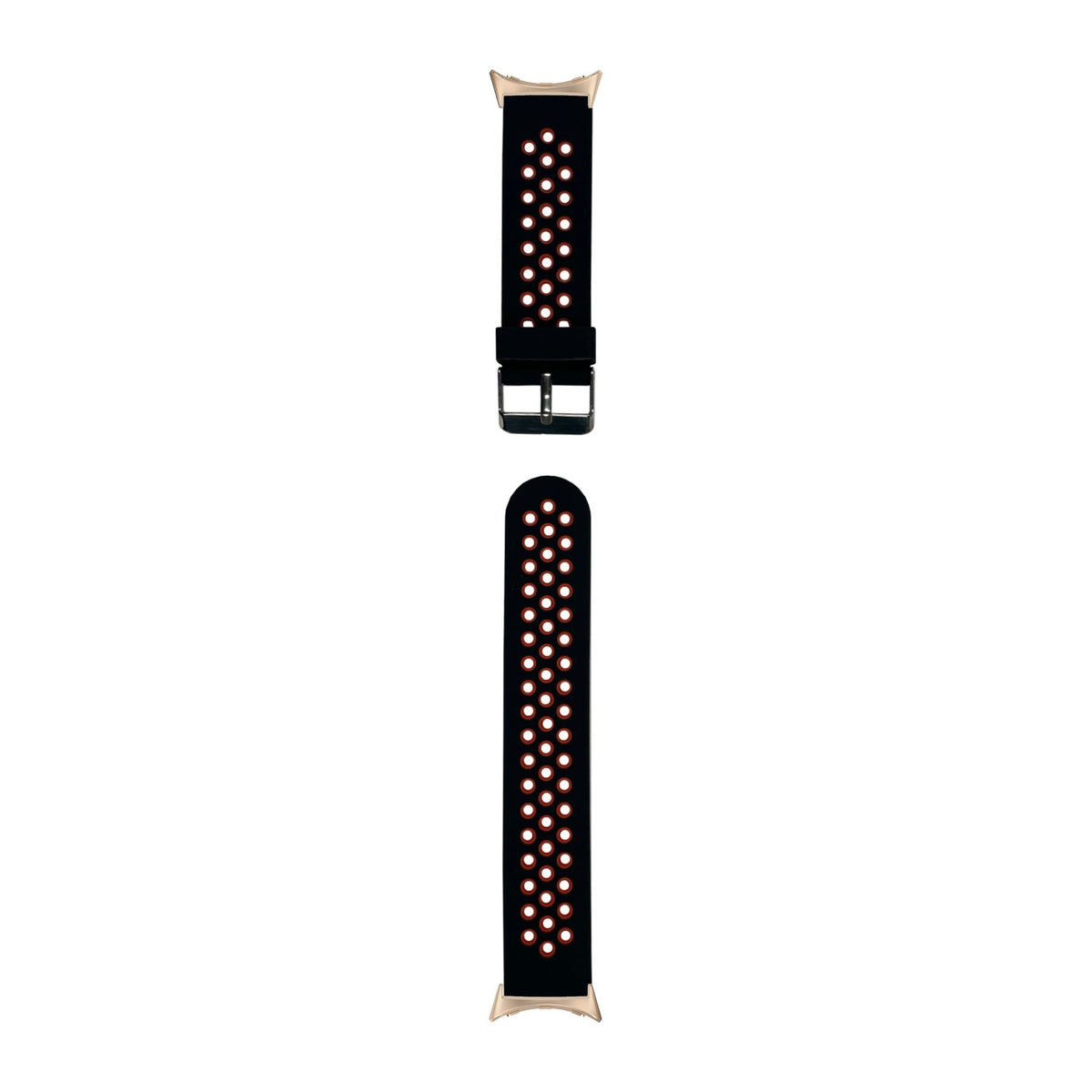 Flexi Sports Silicone Black/Dark Orange Rose Gold with Google Pixel Spring Bar Adapters - Wear Any 20mm Strap! for Pixel Watch 3-5 45mm