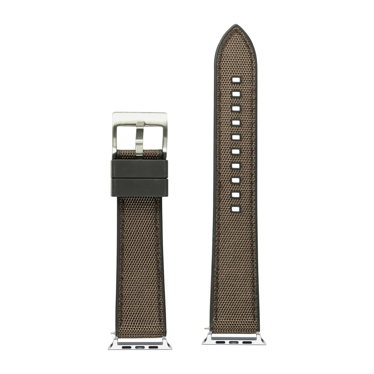 Sailcloth & FKM Rubber Hybrid Brown Starlight with Connecters - Spring Bar Type for Apple Watch