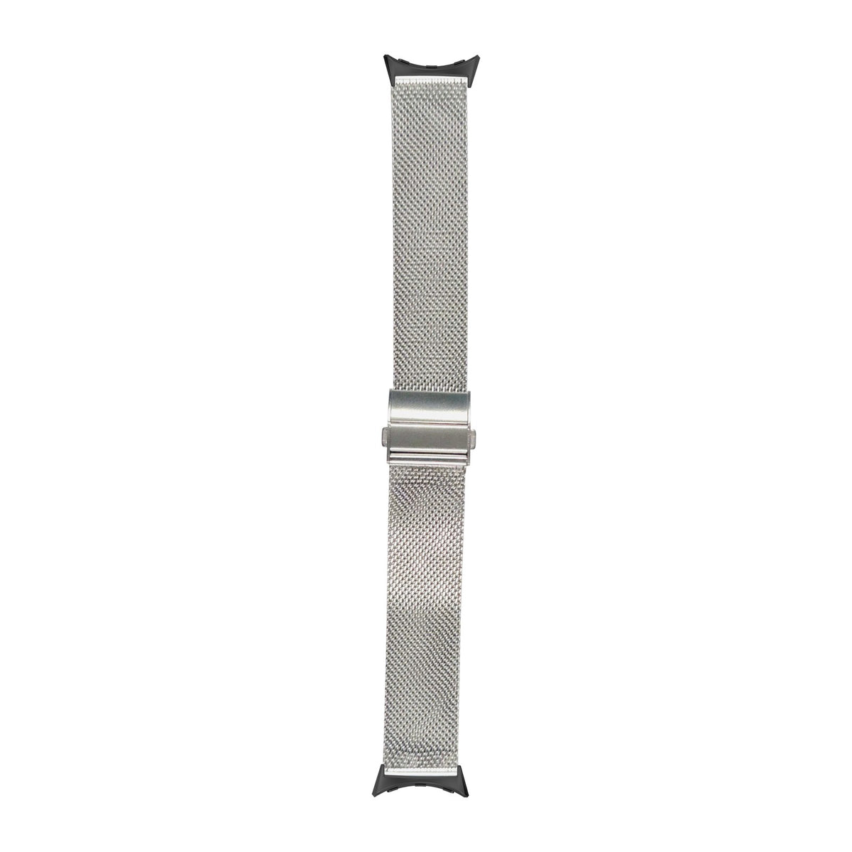 Milanese Silver Black with Clasp with Google Pixel Spring Bar Adapters - Wear Any 20mm Strap! for Pixel Watch 3-5 45mm