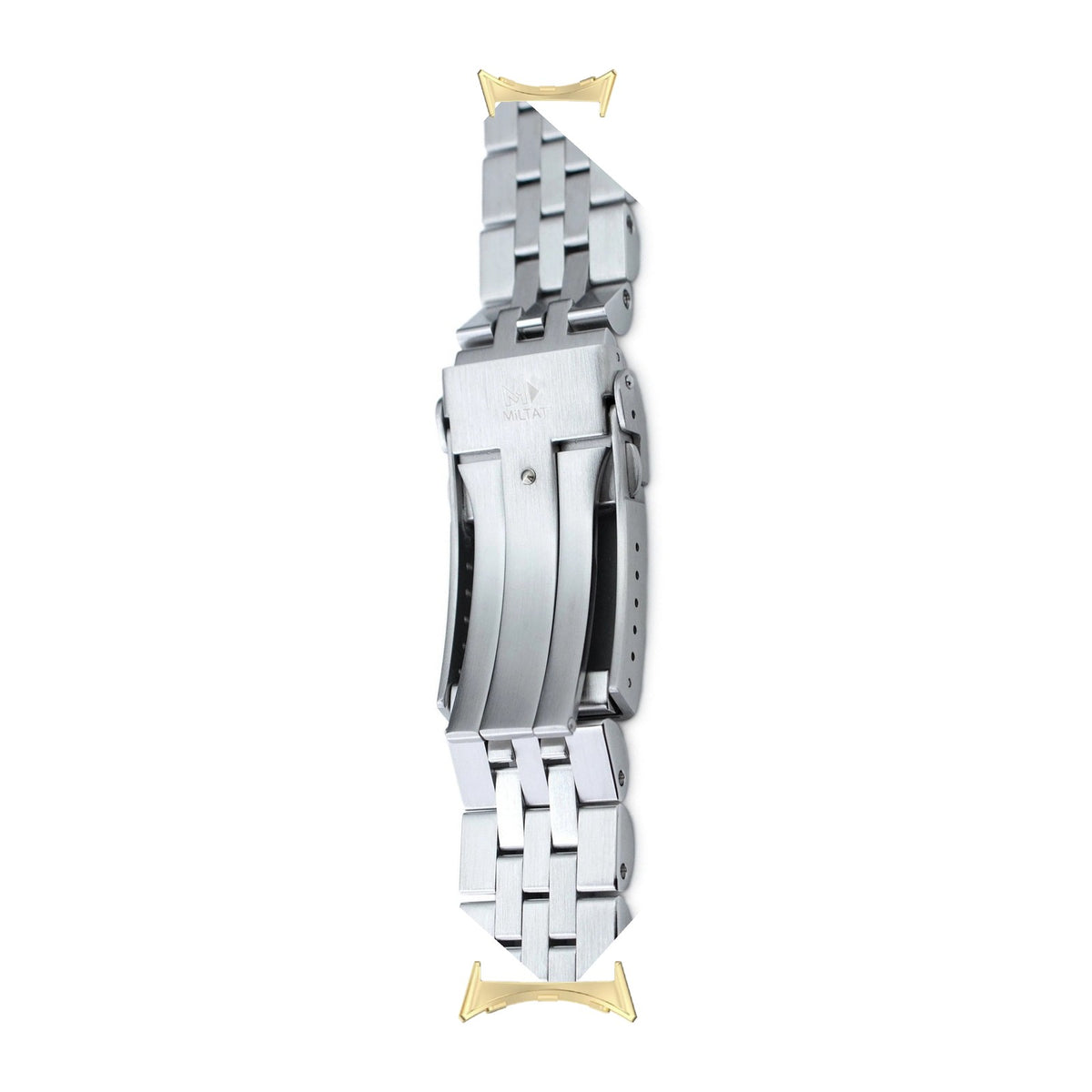 Angus-J Louis Steel Bracelet Gold with V-Clasp with Google Pixel Spring Bar Adapters - Wear Any 20mm Strap! for Pixel Watch 1-5 41mm