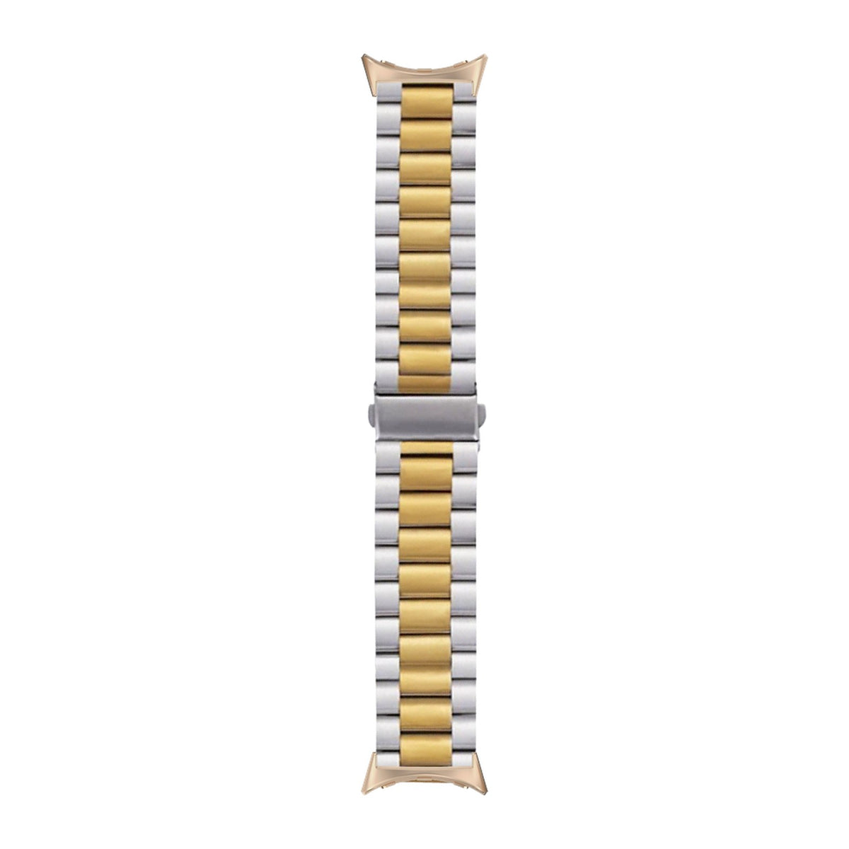Steel Bracelet Rose Gold with Deployant Clasp - Silver/Gold with Google Pixel Spring Bar Adapters - Wear Any 20mm Strap! for Pixel Watch 1-5 41mm