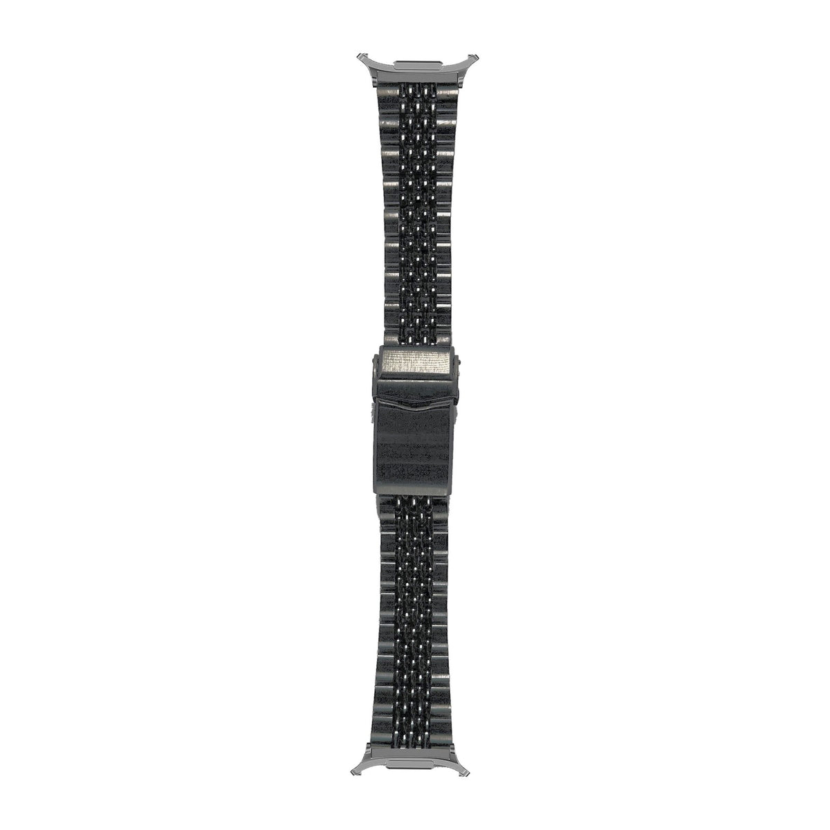 Black Goma BOR Steel Bracelet Grey with V-Clasp DLC Coated with Strap Adapter for Galaxy Watch 8-9/Ultra