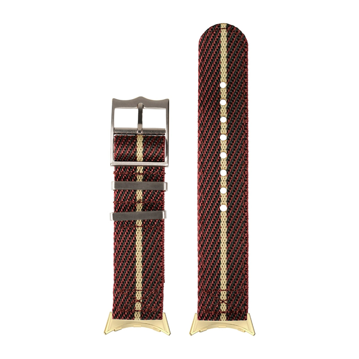 Cross Militex - Wine Red / Wheat Gold with Google Pixel Spring Bar Adapters - Wear Any 20mm Strap! for Pixel Watch 1-5 41mm