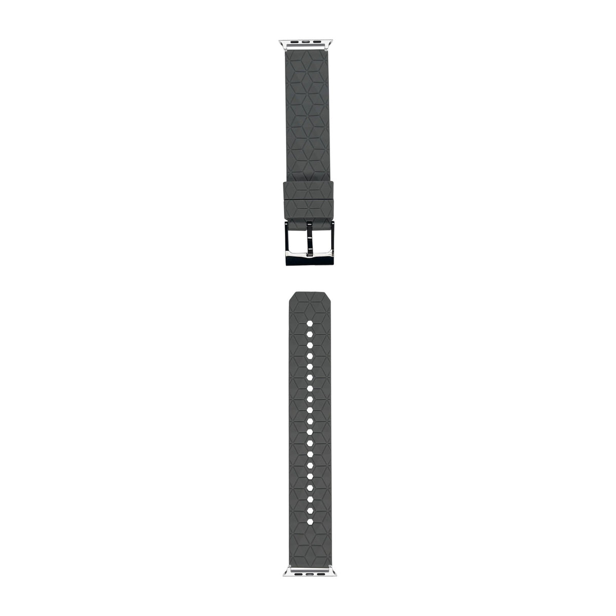 Prism Silicone [Black Hardware] Grey Silver with Connecters - Spring Bar Type for Apple Watch