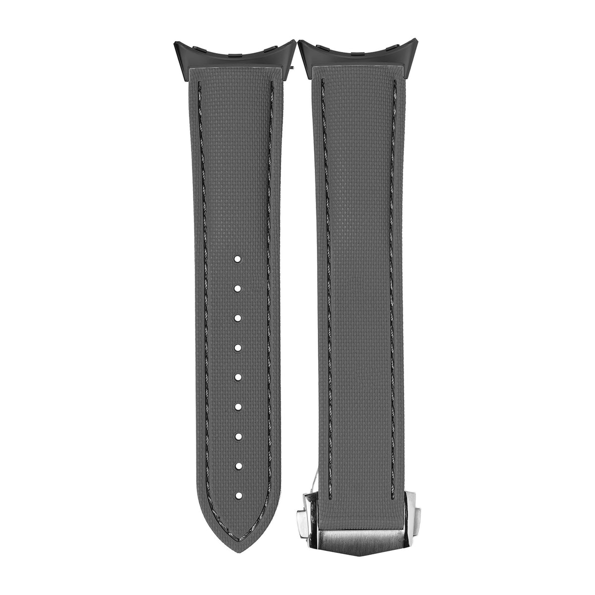Textured FKM Rubber Grey with Google Pixel Spring Bar Adapters - Wear Any 20mm Strap! for Pixel Watch 1-5 41mm
