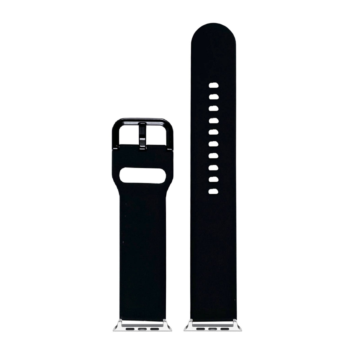 Flexi Silicone 6 Black Silver with Connecters - Spring Bar Type for Apple Watch