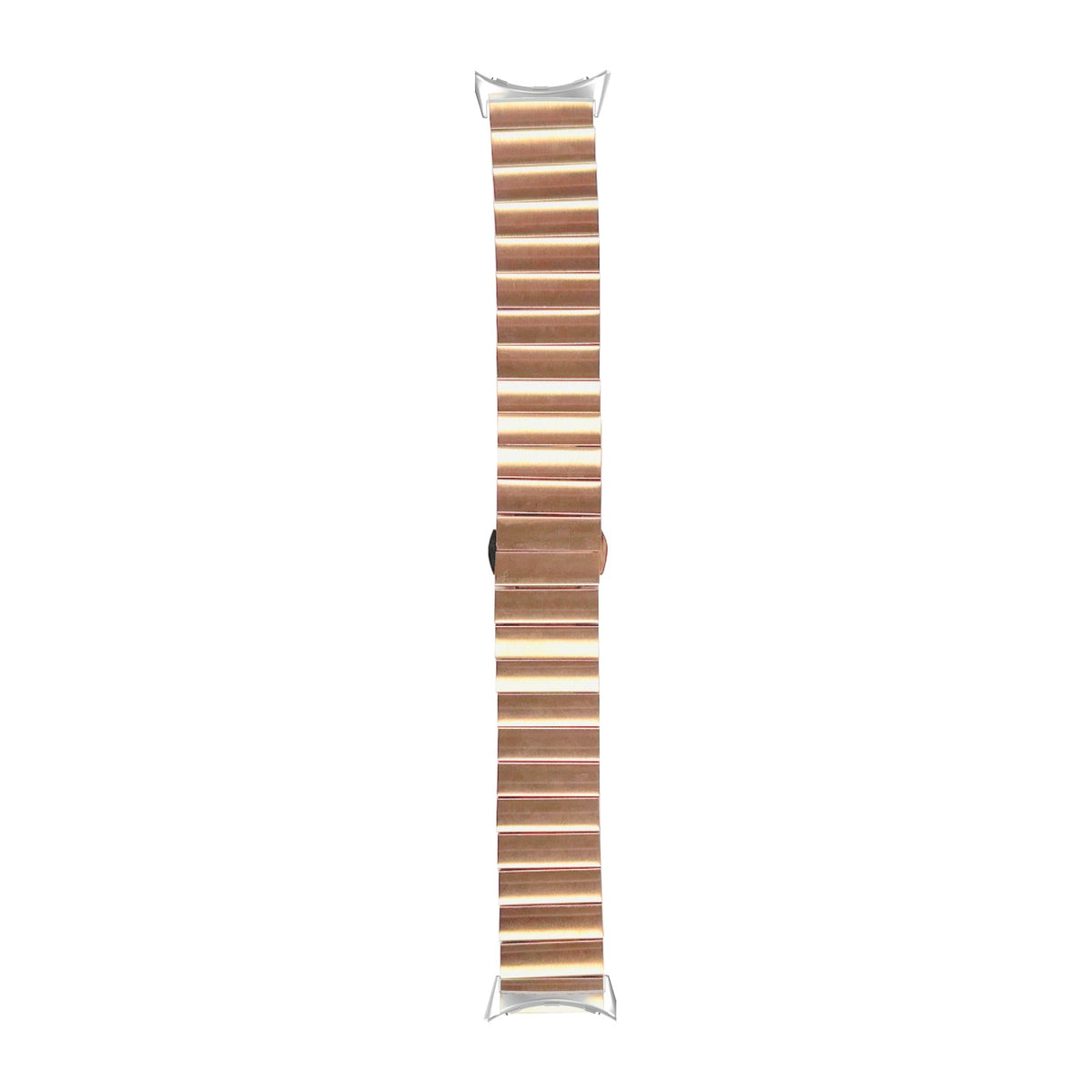 Steel Bracelet (Rose Gold) - Deployment Clasp 3 Silver with Google Pixel Spring Bar Adapters - Wear Any 20mm Strap! for Pixel Watch 1-5 41mm