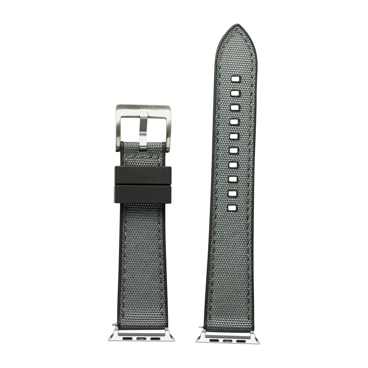 Sailcloth & FKM Rubber Hybrid Dark Grey Starlight with Connecters - Spring Bar Type for Apple Watch