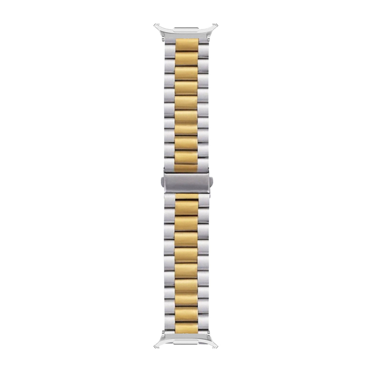 Steel Bracelet Silver with Deployant Clasp - Silver/Gold with Strap Adapter for Galaxy Watch 8-9/Ultra