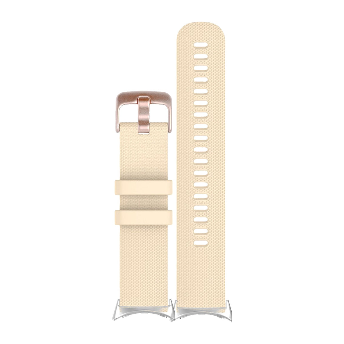 Classic Silicone Tan Rose Gold Silver with Google Pixel Spring Bar Adapters - Wear Any 20mm Strap! for Pixel Watch 1-5 41mm