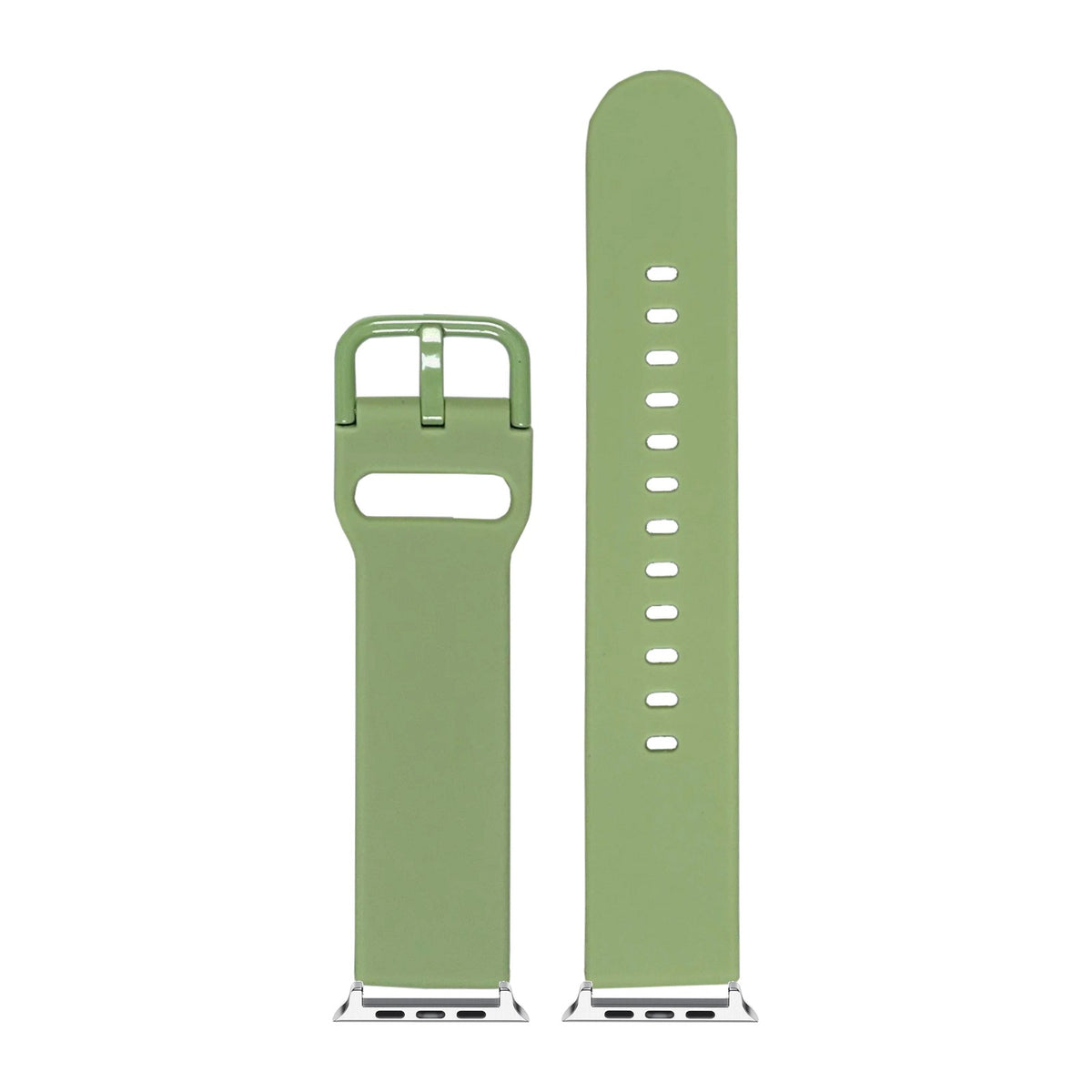 Flexi Silicone 6 Pastel Green Silver with Connecters - Spring Bar Type for Apple Watch