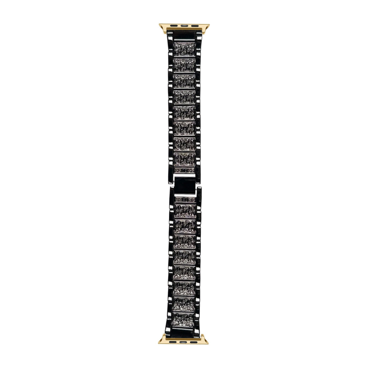 Zirconia Shimmer Bracelet Black Gold with Connecters - Spring Bar Type for Apple Watch