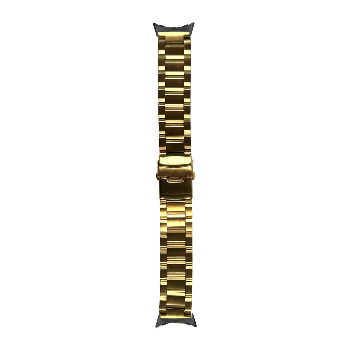 Steel Bracelet - Hex Link Gold Black with Safety Deployant Clasp with Google Pixel Spring Bar Adapters - Wear Any 20mm Strap! for Pixel Watch 3-5 45mm