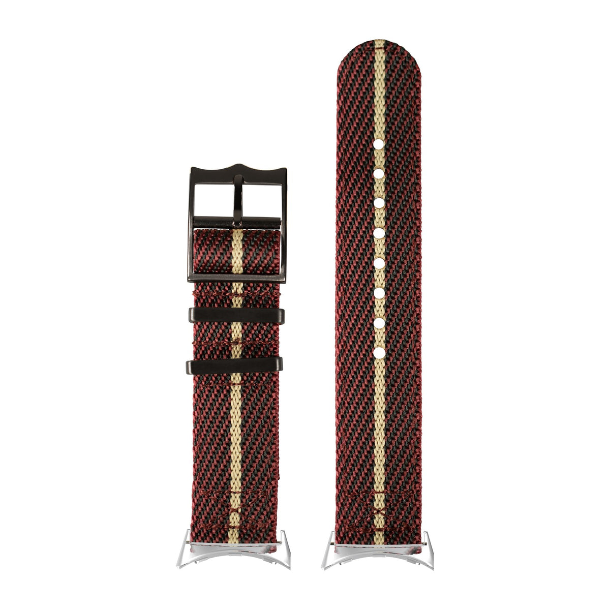 Cross Militex - Wine Red / Wheat [Black Hardware] Silver with Google Pixel Spring Bar Adapters - Wear Any 20mm Strap! for Pixel Watch 3-5 45mm