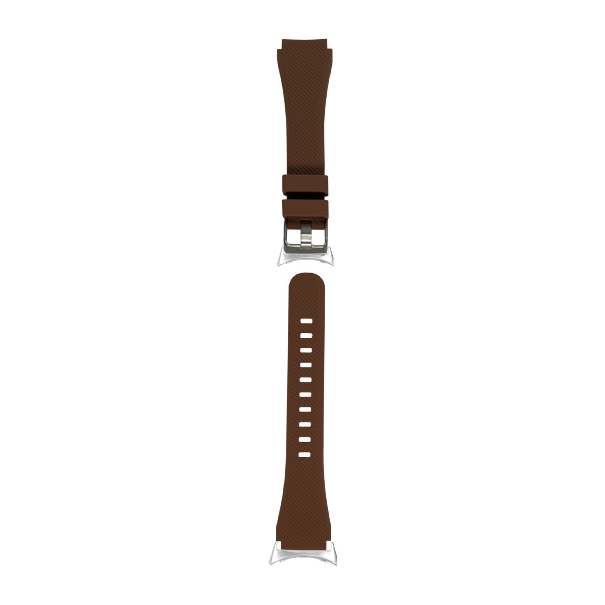 Flexi Silicone Coffee Brown Silver with Google Pixel Spring Bar Adapters - Wear Any 20mm Strap! for Pixel Watch 3-5 45mm
