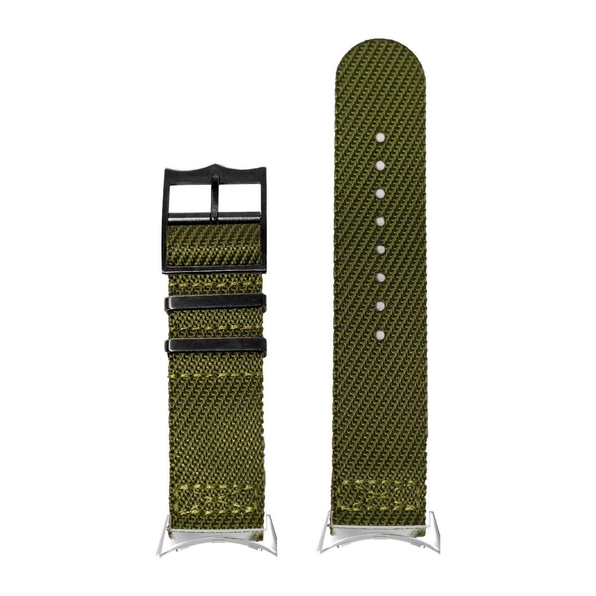 Cross Militex - Army Green [Black Hardware] Silver with Google Pixel Spring Bar Adapters - Wear Any 20mm Strap! for Pixel Watch 3-5 45mm