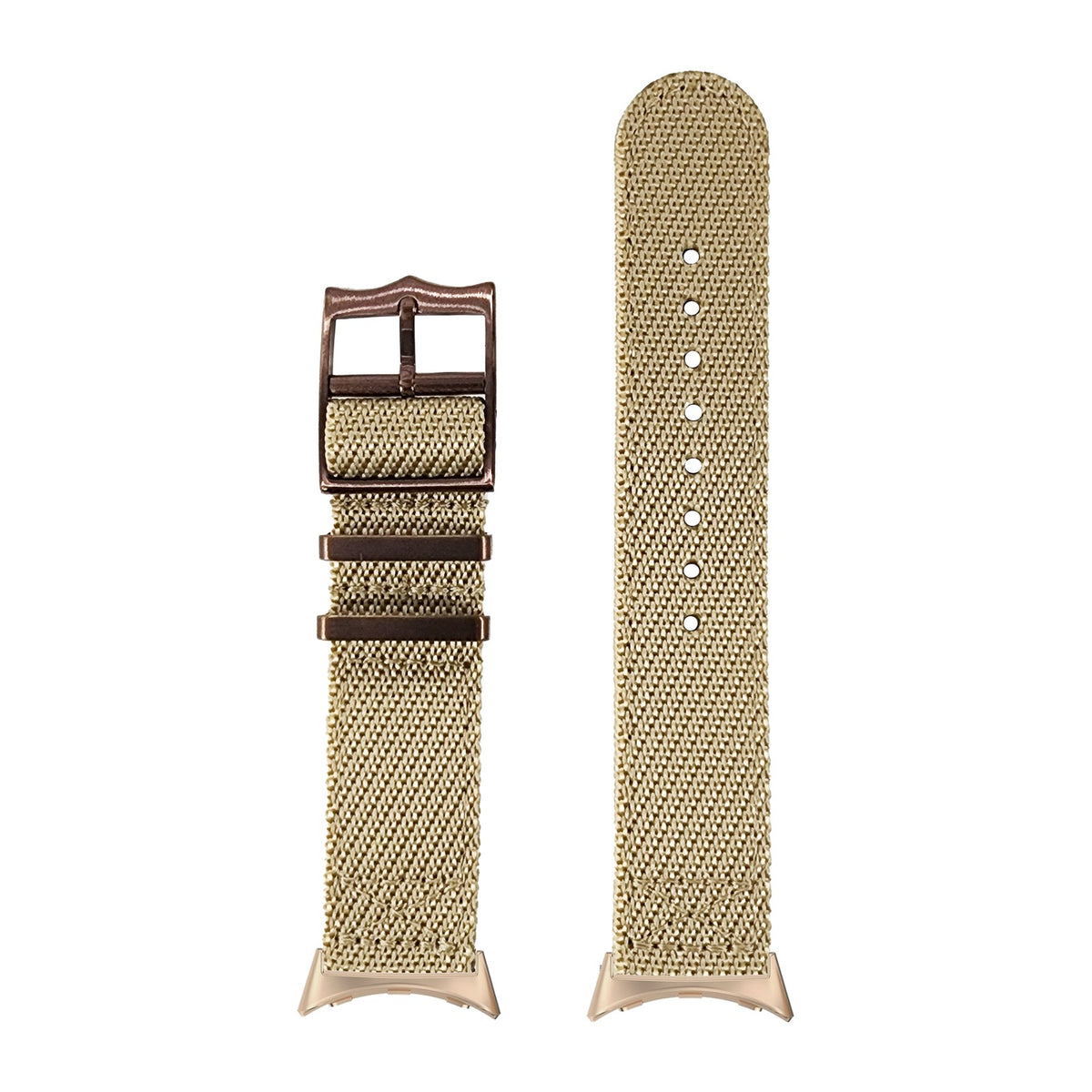 Cross Militex - Wheat [Bronze Coloured Hardware] Rose Gold with Google Pixel Spring Bar Adapters - Wear Any 20mm Strap! for Pixel Watch 1-5 41mm