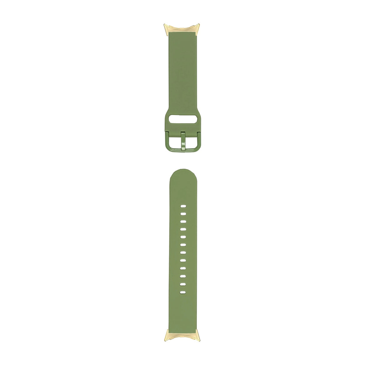 Flexi Silicone 6 Pastel Green Gold with Google Pixel Spring Bar Adapters - Wear Any 20mm Strap! for Pixel Watch 3-5 45mm