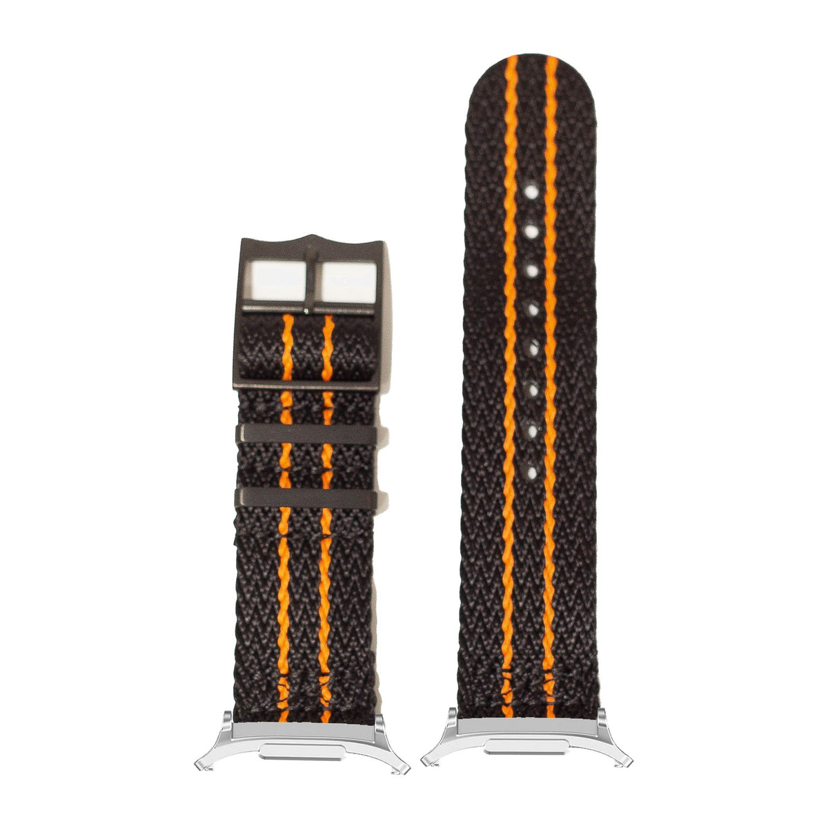 Sharktooth Militex - Stealth Black/Orange [Black Hardware] Silver with Strap Adapter for Galaxy Watch 8-9/Ultra