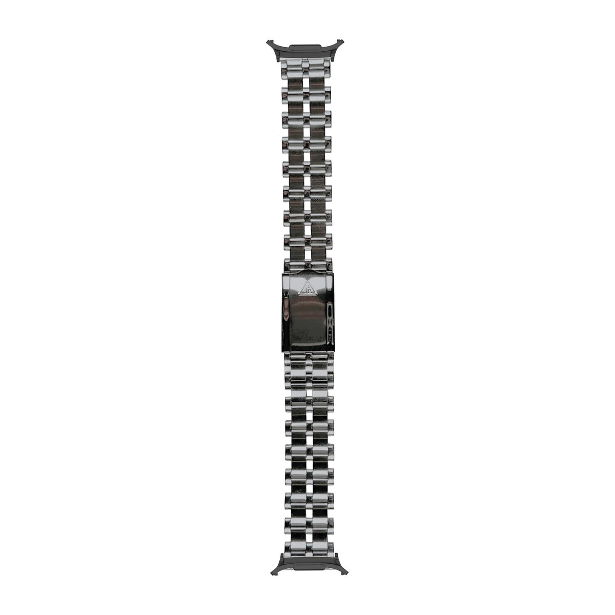 [Galaxy Watch 8-9/Ultra] 5-Row Beads of Rice Stainless Steel Watch Bracelet with Black adapters attached, flat lay