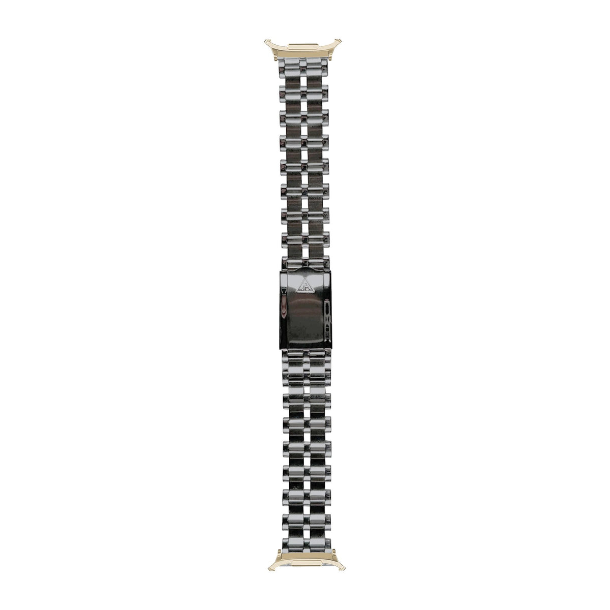 [Galaxy Watch 8-9/Ultra] 5-Row Beads of Rice Stainless Steel Watch Bracelet with Champagne Gold adapters attached, flat lay