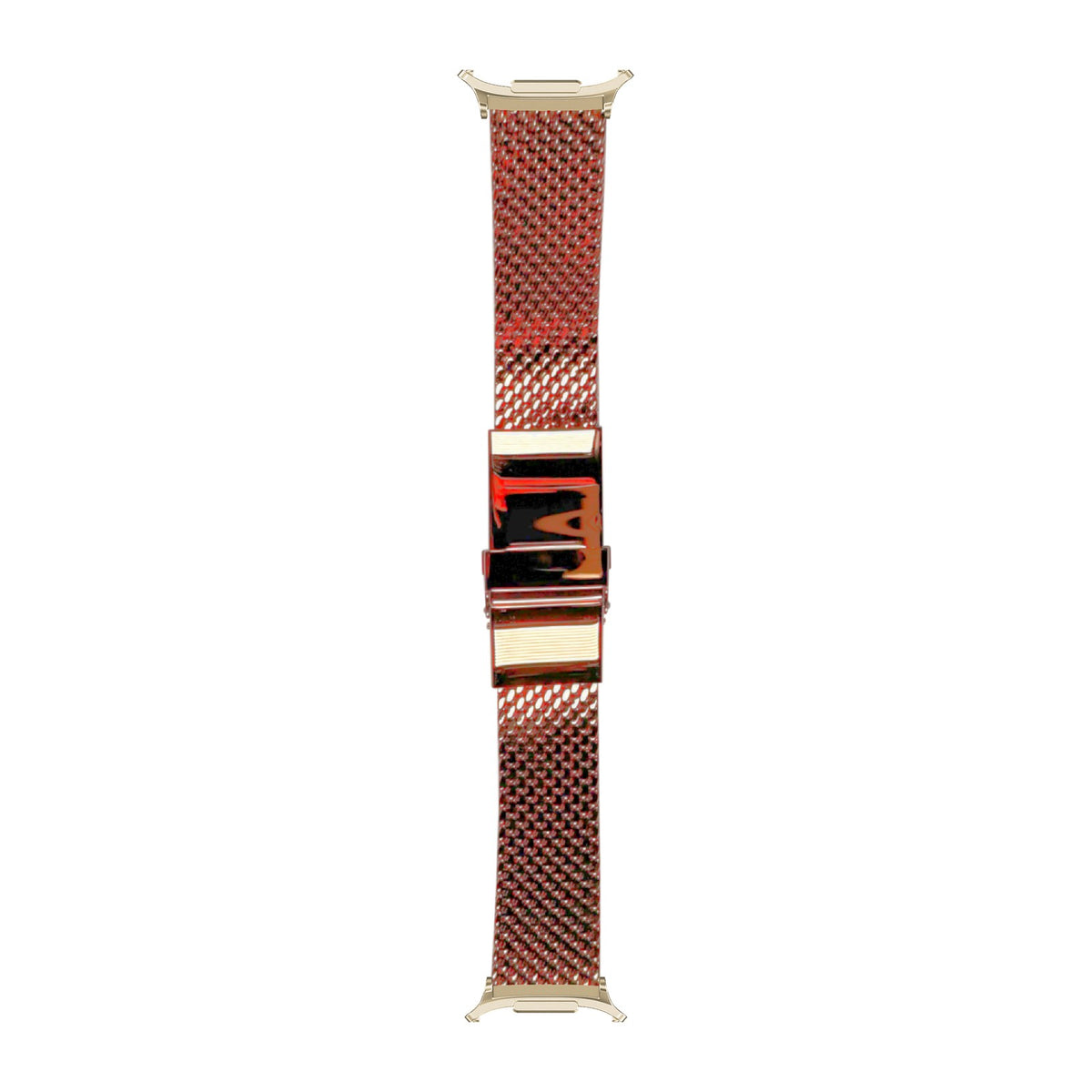 [Galaxy Watch 8-9/Ultra] Milanese strap 22mm 2785 - Copper with Champagne Gold adapters attached, flat lay